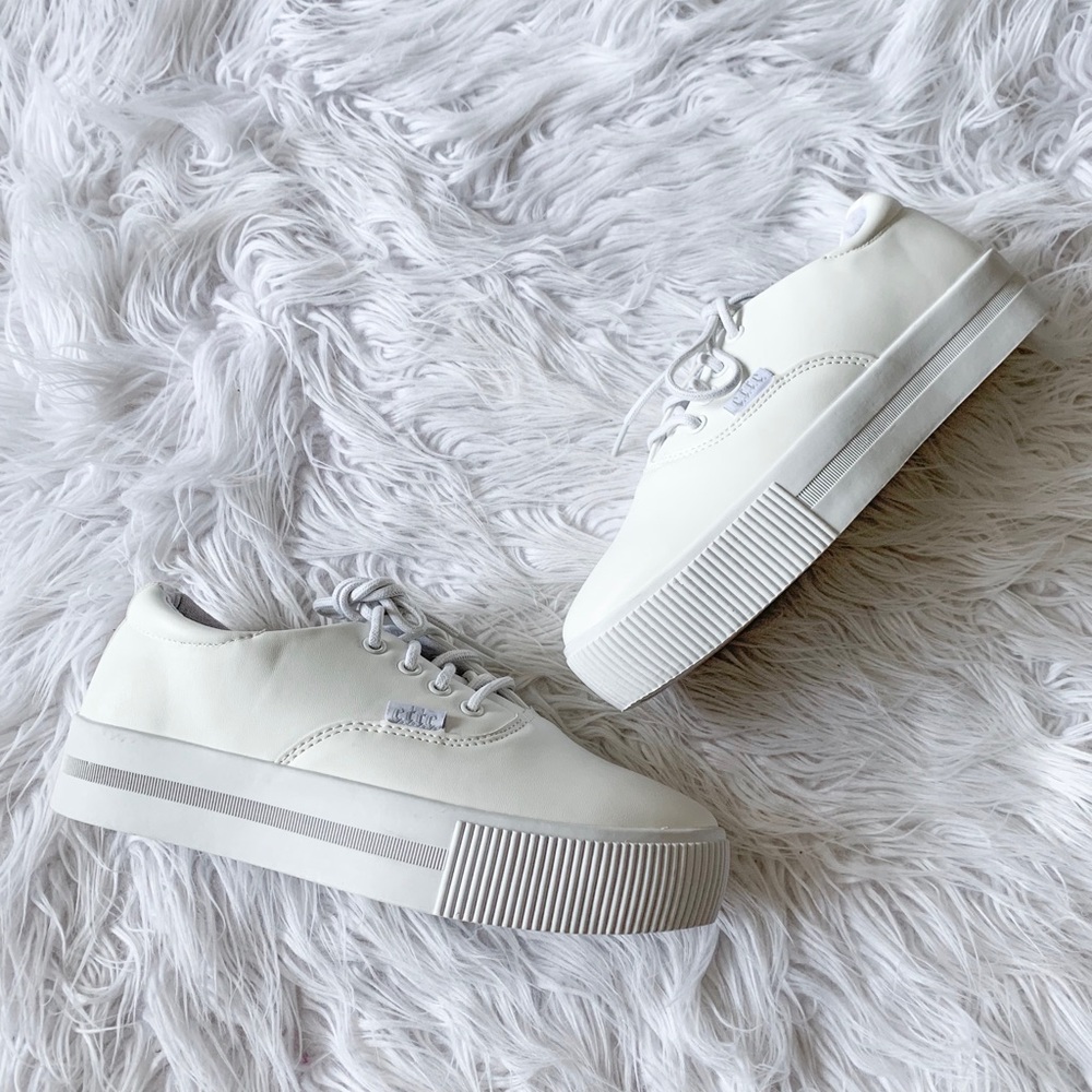 Platform Faux Leather Sneakers